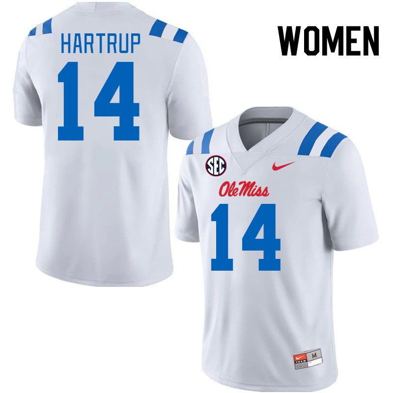 Women #14 Izaiah Hartrup Ole Miss Rebels 2024 New Uniforms College Football Jerseys Stitched-White